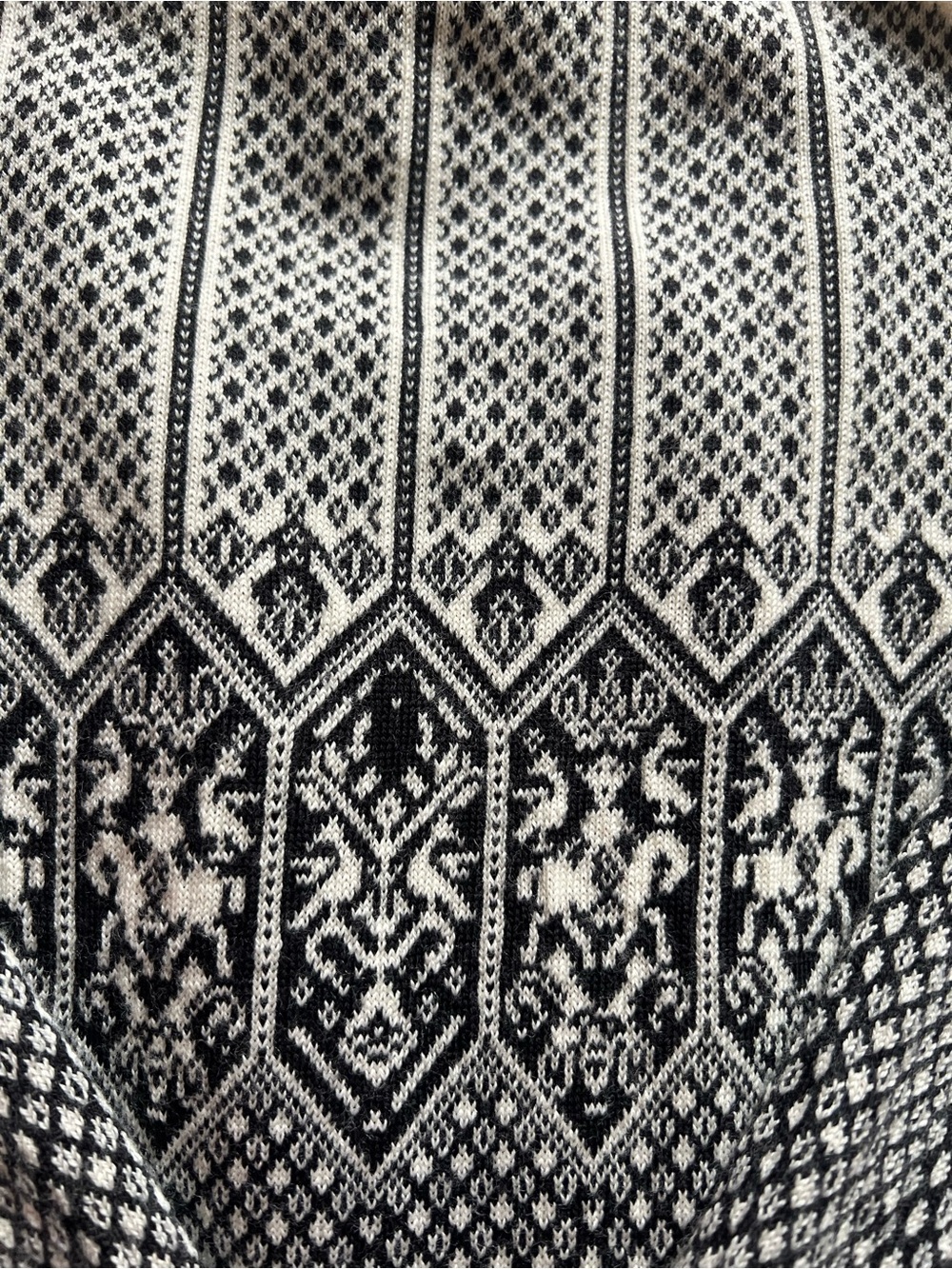 Dale of Norway Black and White Fair Isle Zip-Up Sweater with Red Trim - Picture 8 of 10